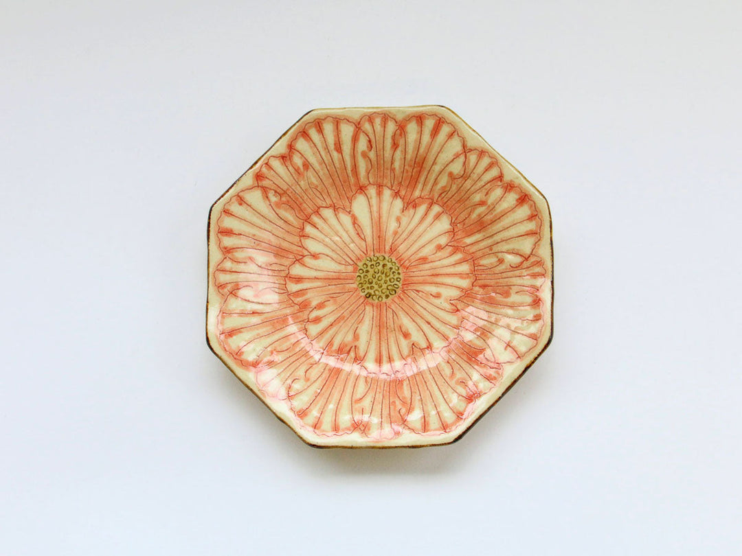 Peony Flower Octagonal Plate - Crafted By Yohei Kato