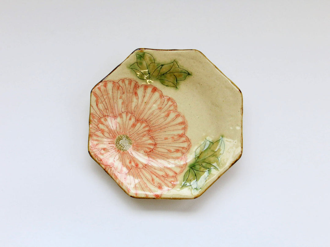 Dancing Peony Octagonal Plate - Crafted By Yohei Kato