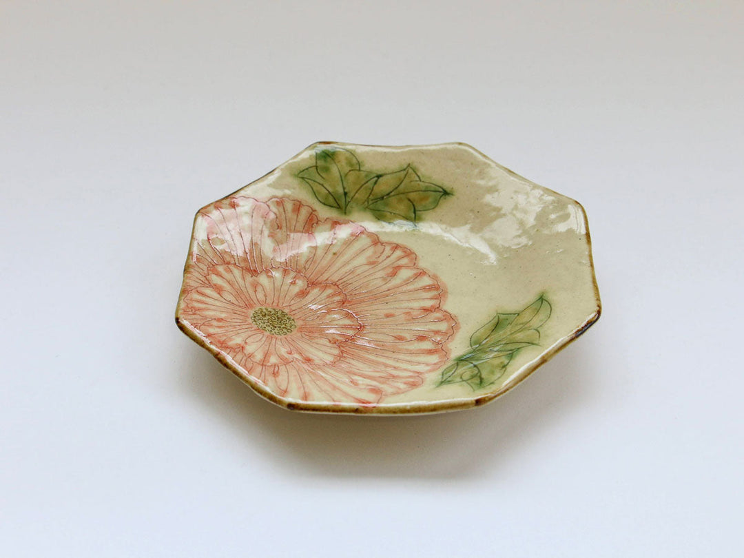 Dancing Peony Octagonal Plate - Crafted By Yohei Kato