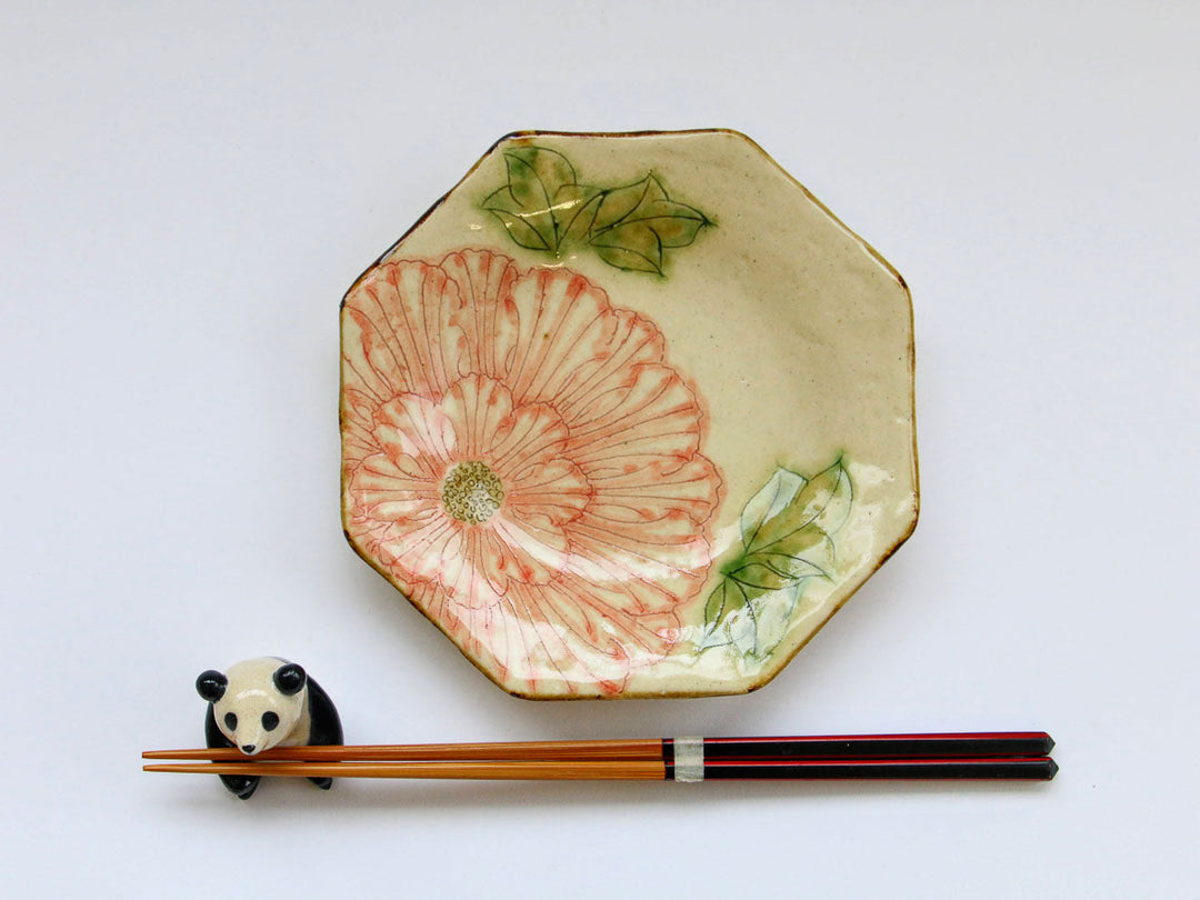 Dancing Peony Octagonal Plate - Crafted By Yohei Kato