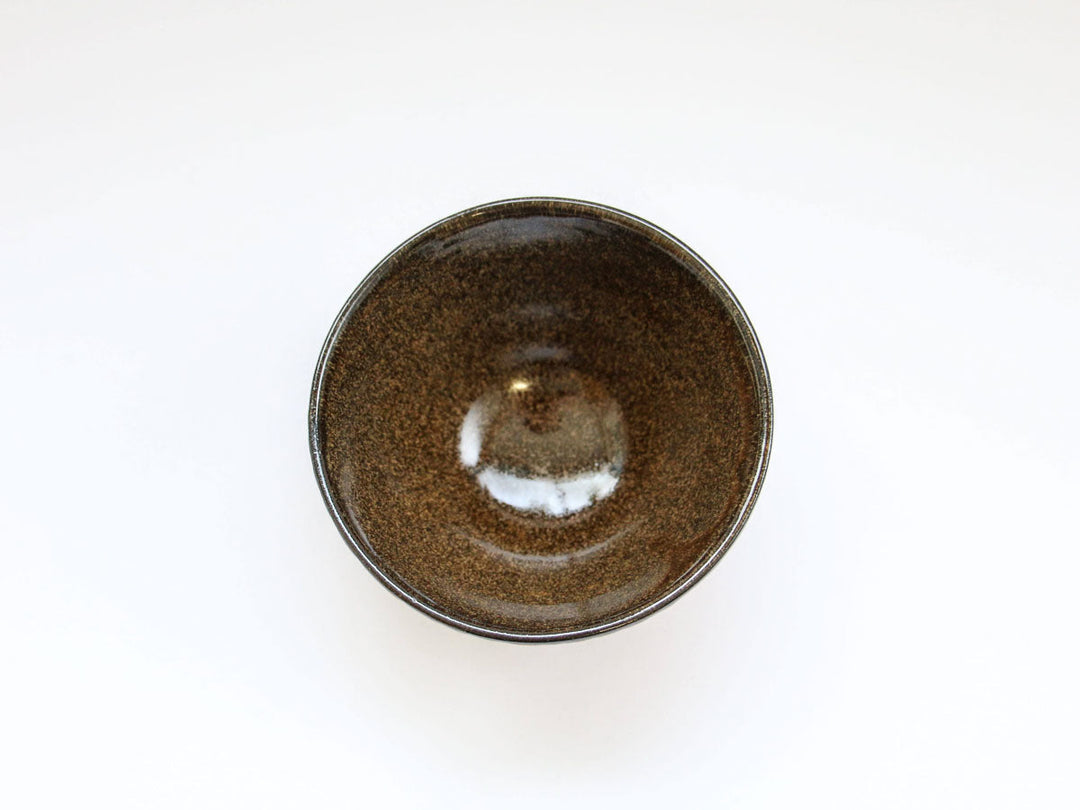 Herringbone Amber Glaze Rice Bowl — Hand-Glazed Japanese Pottery by Seitoen