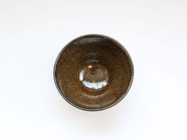 Herringbone Amber Glaze Rice Bowl — Hand-Glazed Japanese Pottery by Seitoen