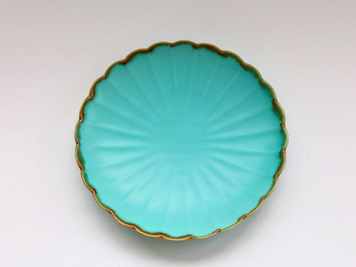 Turquoise Chrysanthemum 7-Inch Plate - Crafted By Chojuro Kiln