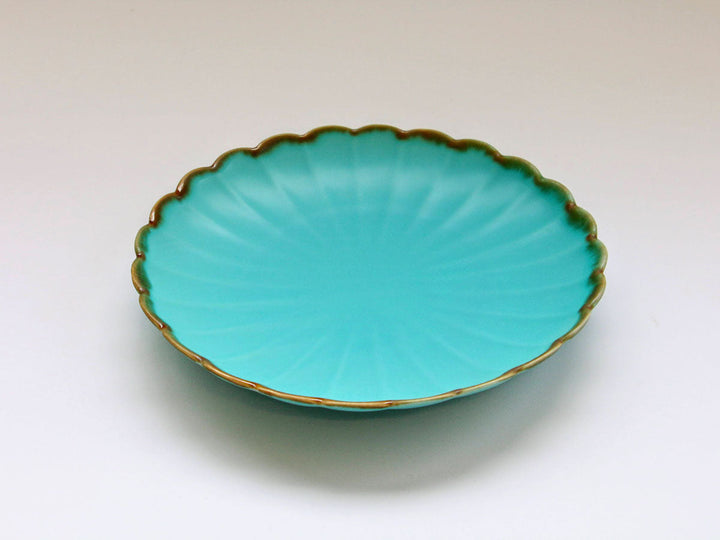 Turquoise Chrysanthemum 7-Inch Plate - Crafted By Chojuro Kiln