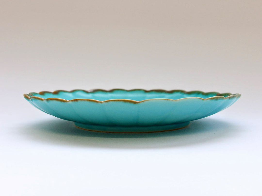 Turquoise Chrysanthemum 7-Inch Plate - Crafted By Chojuro Kiln