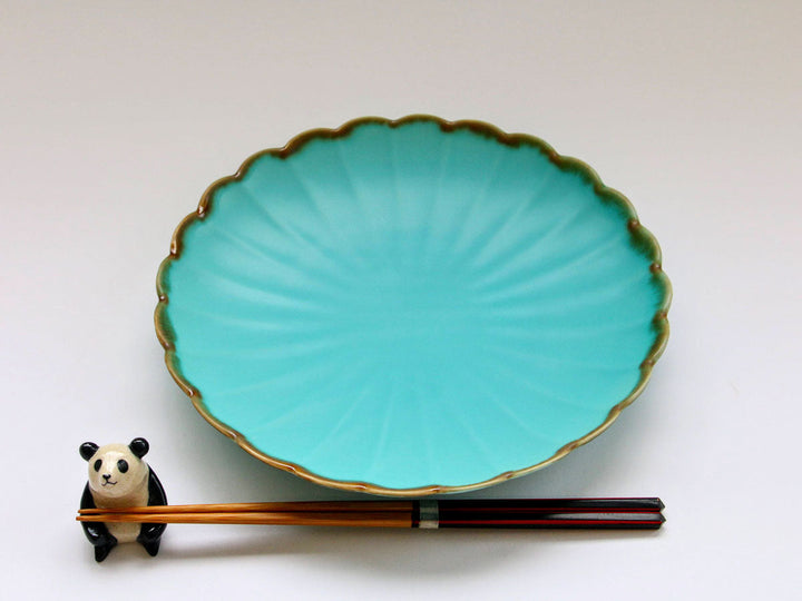 Turquoise Chrysanthemum 7-Inch Plate - Crafted By Chojuro Kiln