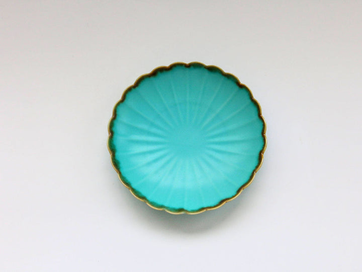 Turquoise Chrysanthemum 5-Inch Plate - Crafted By Chojuro Kiln
