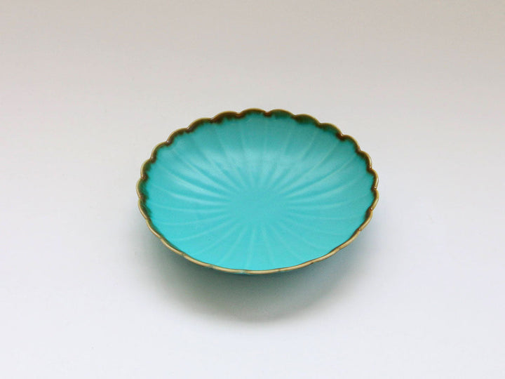 Turquoise Chrysanthemum 5-Inch Plate - Crafted By Chojuro Kiln