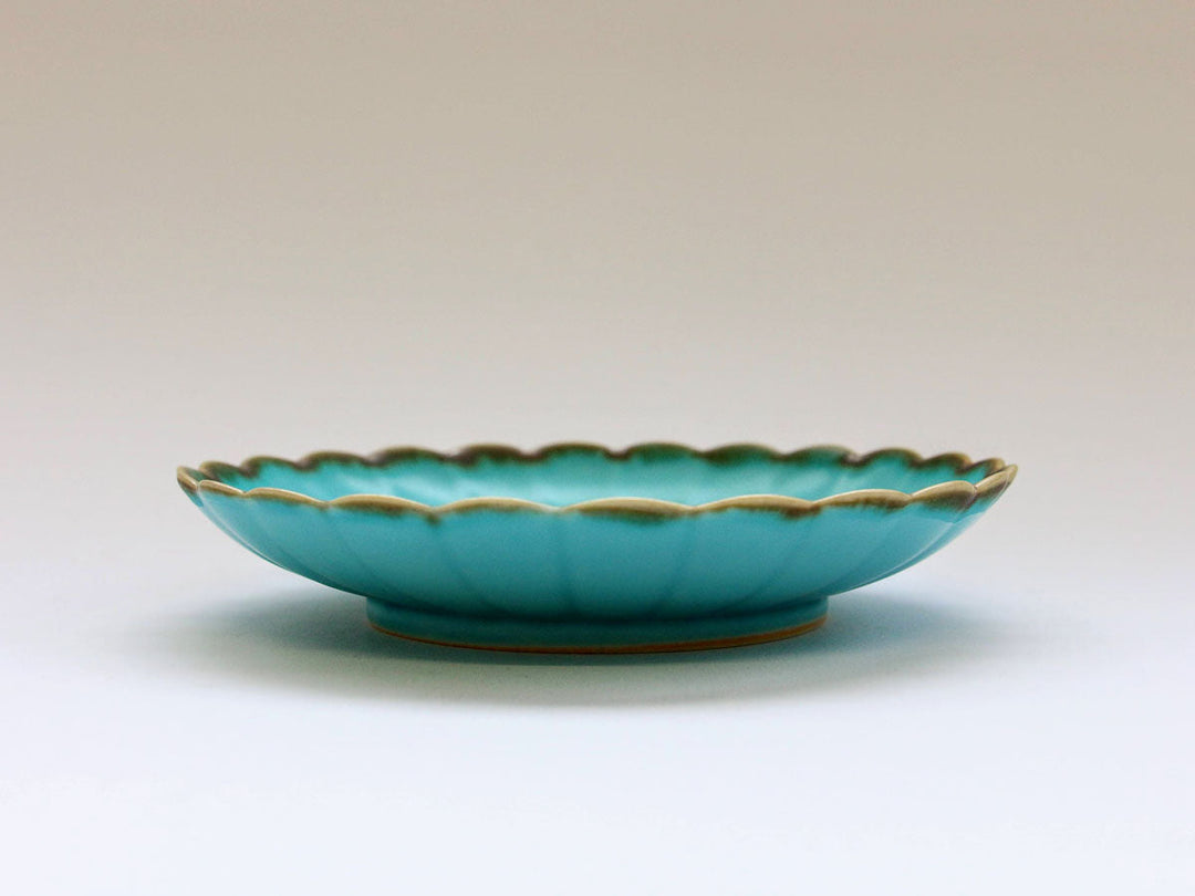 Turquoise Chrysanthemum 5-Inch Plate - Crafted By Chojuro Kiln
