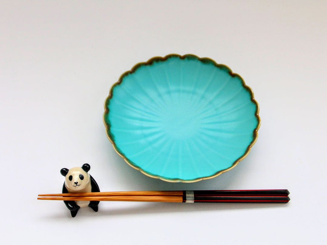 Turquoise Chrysanthemum 5-Inch Plate - Crafted By Chojuro Kiln