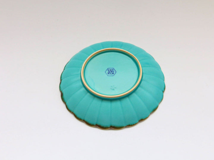 Turquoise Chrysanthemum 5-Inch Plate - Crafted By Chojuro Kiln