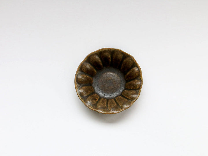 Sabi Glaze Rimmed Flower-Edge Deep Plate, Small Crafted By Furutani Pottery