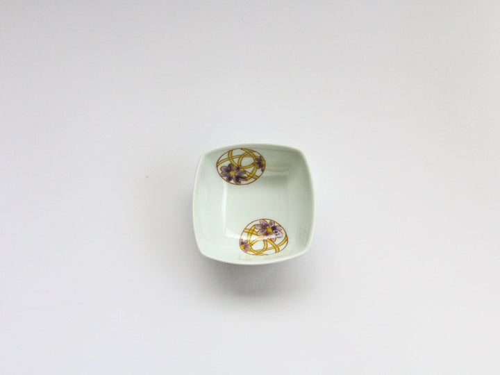 Flower Temari Square Small Dish, Purple — Hand-Glazed Japanese Porcelain by Koso Kiln