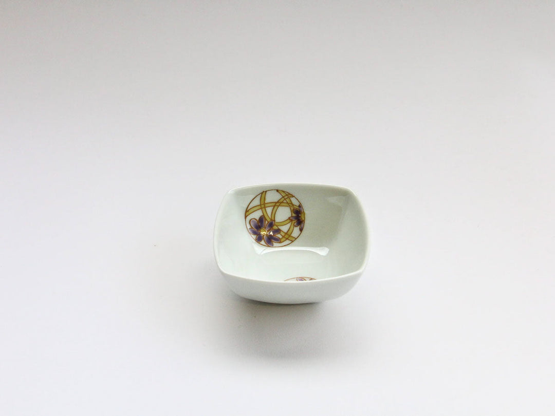 Flower Temari Square Small Dish, Purple — Hand-Glazed Japanese Porcelain by Koso Kiln