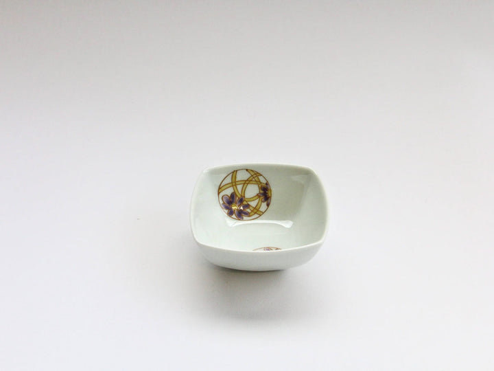 Flower Temari Square Small Dish, Purple — Hand-Glazed Japanese Porcelain by Koso Kiln