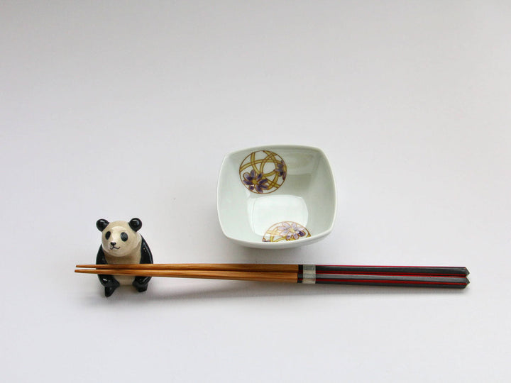 Flower Temari Square Small Dish, Purple — Hand-Glazed Japanese Porcelain by Koso Kiln