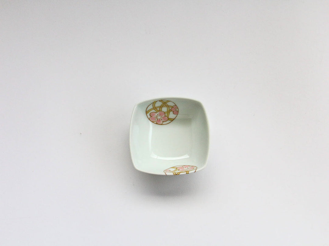 Flower Temari Square Small Dish, Pink — Hand-Glazed Japanese Porcelain by Koso Kiln
