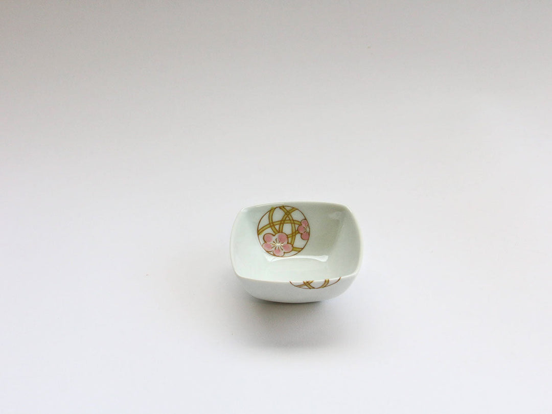 Flower Temari Square Small Dish, Pink — Hand-Glazed Japanese Porcelain by Koso Kiln