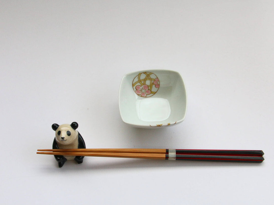 Flower Temari Square Small Dish, Pink — Hand-Glazed Japanese Porcelain by Koso Kiln