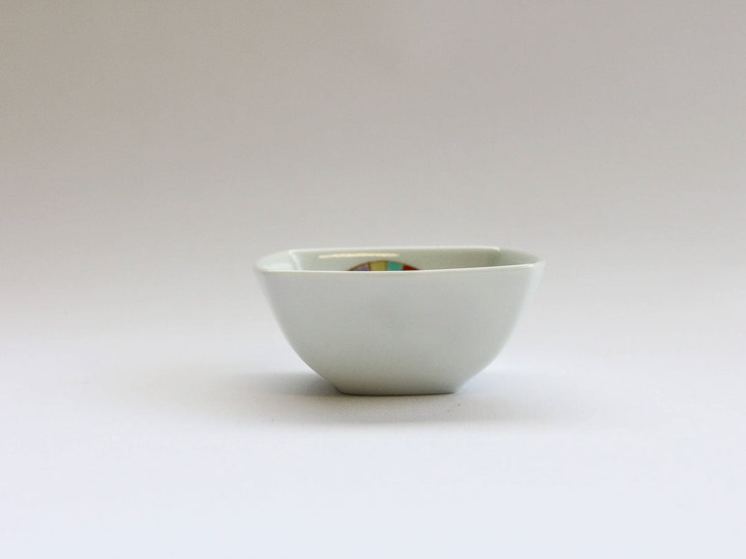 Overglaze Enamel Fan Square Small Dish — Hand-Painted Japanese Porcelain by Koso Kiln