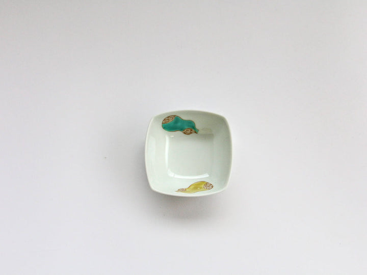 Overglaze Enamel Gourd Square Small Dish — Hand-Painted Japanese Porcelain by Koso Kiln