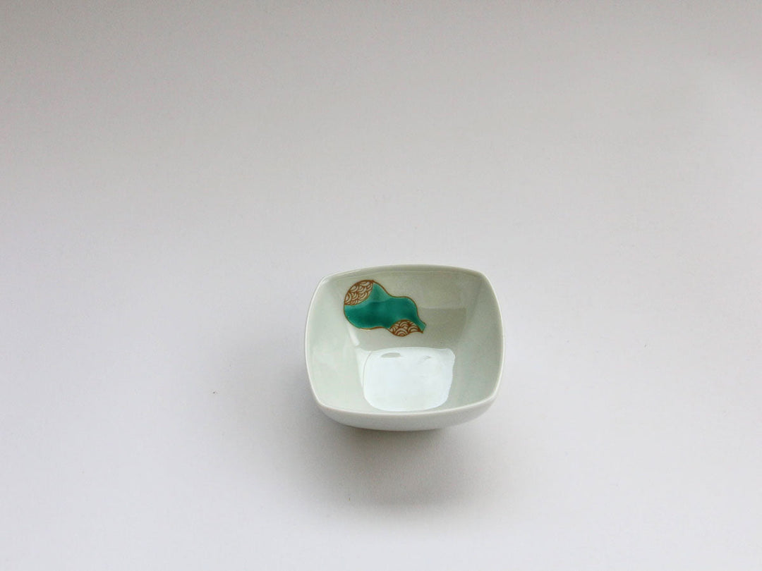 Overglaze Enamel Gourd Square Small Dish — Hand-Painted Japanese Porcelain by Koso Kiln