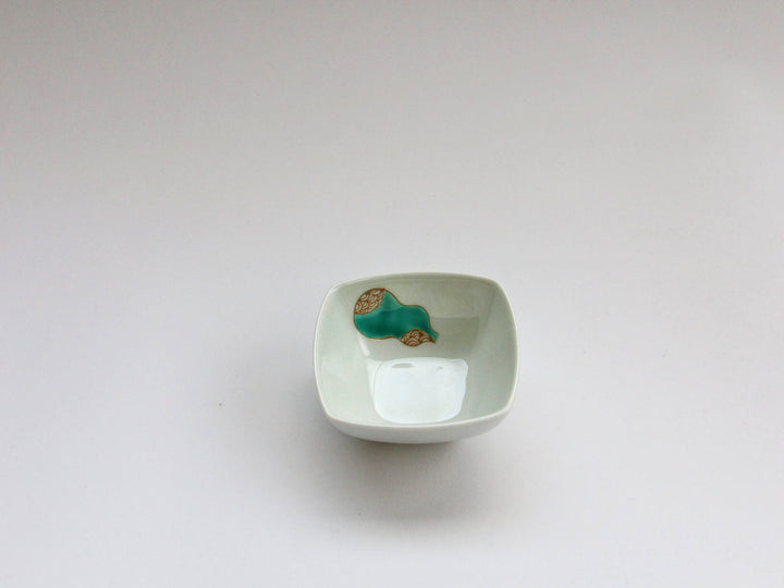 Overglaze Enamel Gourd Square Small Dish — Hand-Painted Japanese Porcelain by Koso Kiln
