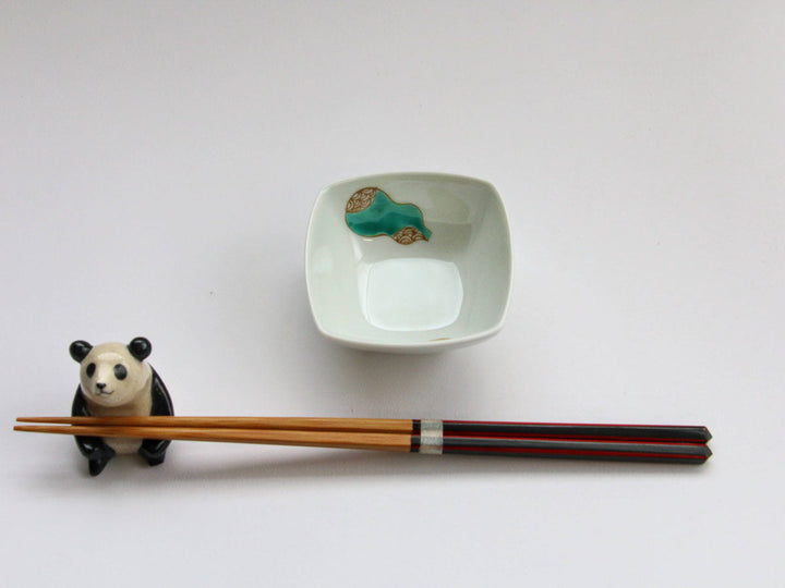 Overglaze Enamel Gourd Square Small Dish — Hand-Painted Japanese Porcelain by Koso Kiln
