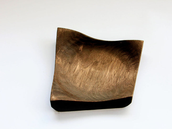 Walnut-Wood Diamond Plate, Black, Large — Hand-Finished Japanese Wood by Shinsuke Taguchi