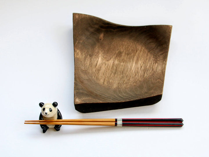 Walnut-Wood Diamond Plate, Black, Large — Hand-Finished Japanese Wood by Shinsuke Taguchi
