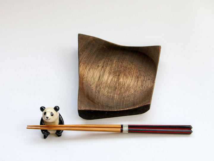 Walnut-Wood Diamond Plate, Black, Medium — Hand-Finished Japanese Wood by Shinsuke Taguchi