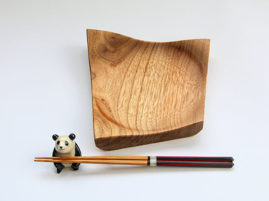 Walnut-Wood Diamond Plate, Clear, Large — Hand-Finished Japanese Wood by Shinsuke Taguchi