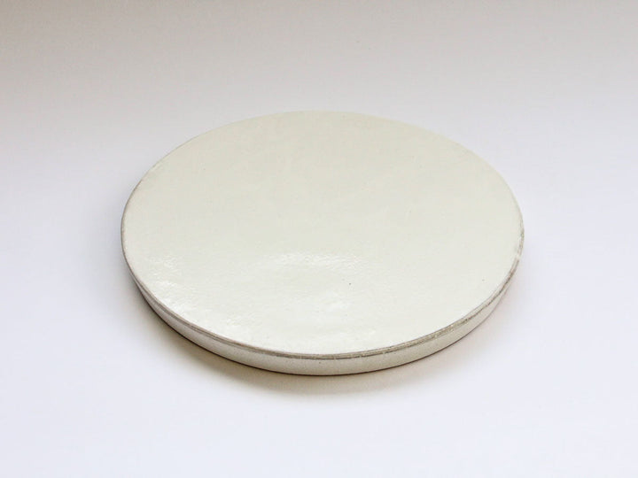 White Round Footed Plate Medium Crafted By Masahiro Kumagai
