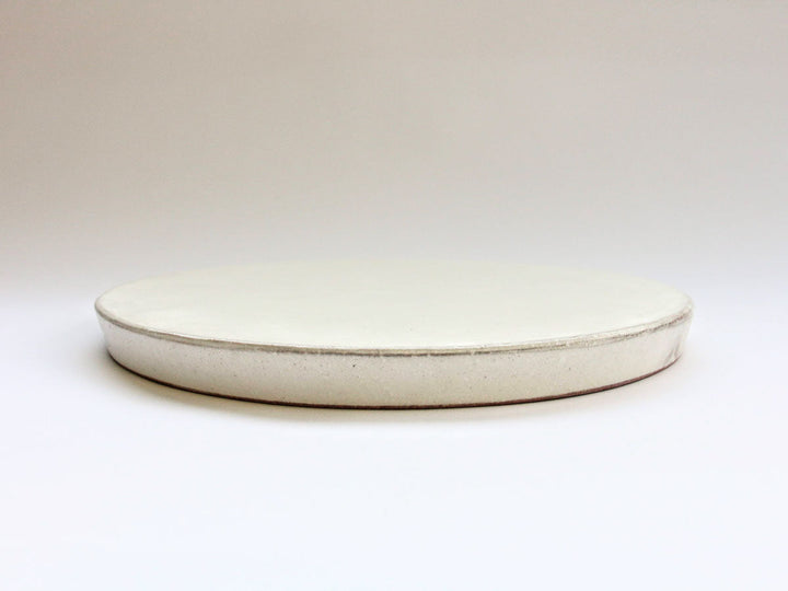 White Round Footed Plate Medium Crafted By Masahiro Kumagai