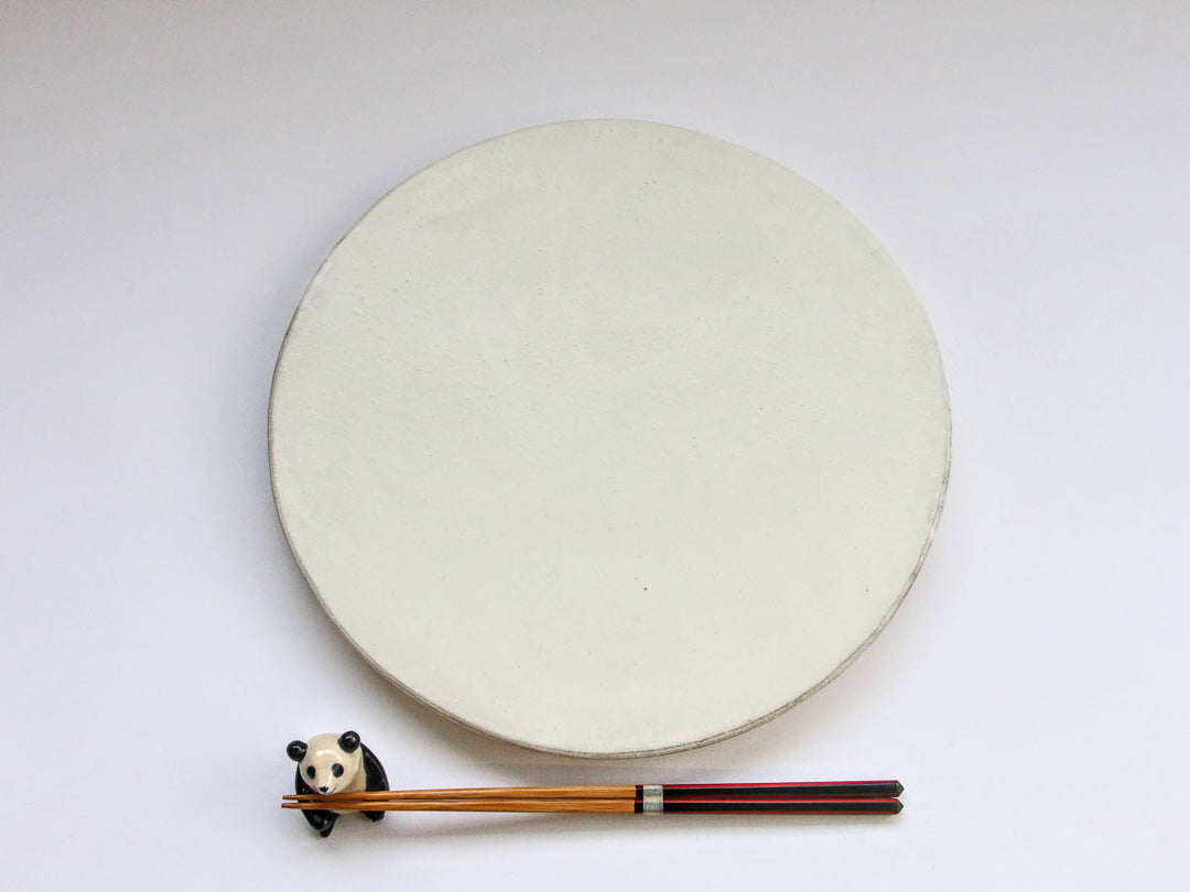 White Round Footed Plate Medium Crafted By Masahiro Kumagai