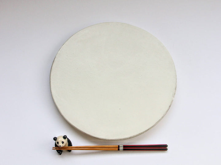 White Round Footed Plate Medium Crafted By Masahiro Kumagai