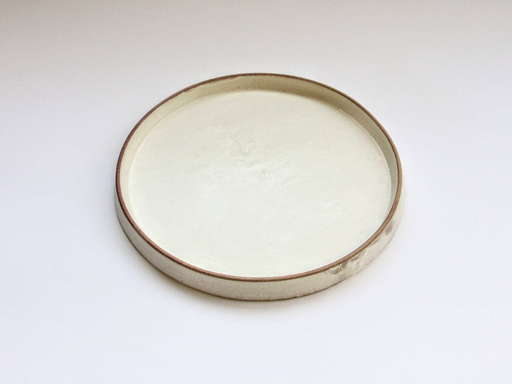 White Round Footed Plate Medium Crafted By Masahiro Kumagai