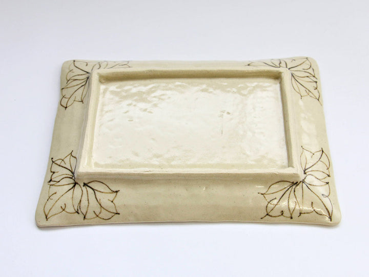 Dancing Peony Rectangular Serving Plate Red Crafted By Yoshihei Kato