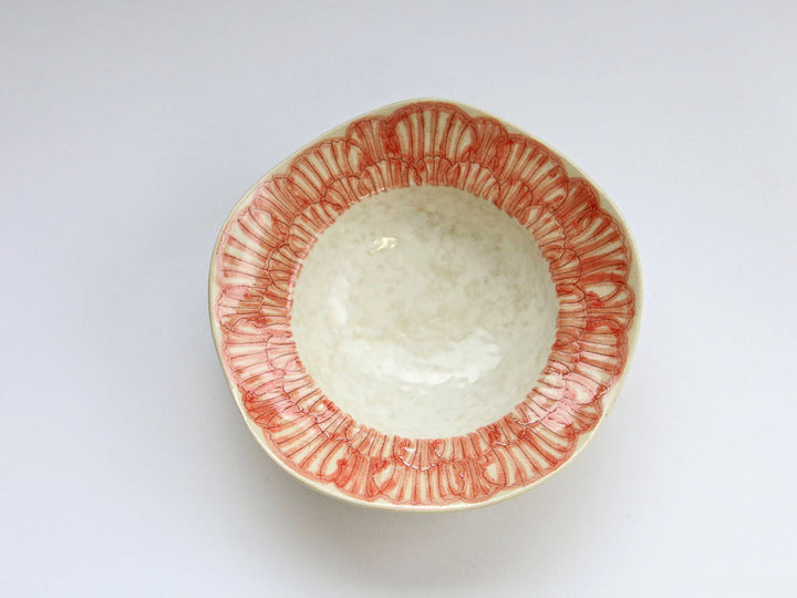 Kohiki Peony Motif Wavy Rim Small Bowl Crafted By Yoshihei Kato