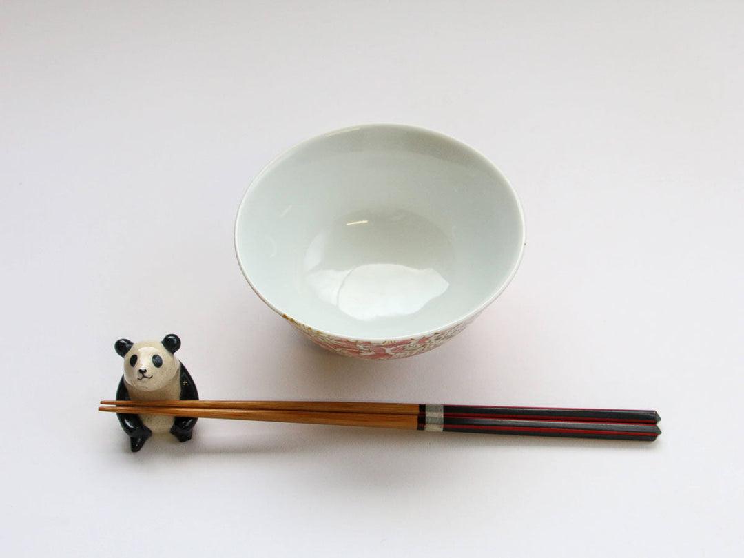 Iro Karakusa Rice Bowl Red Crafted By Shin Nihon Seitou