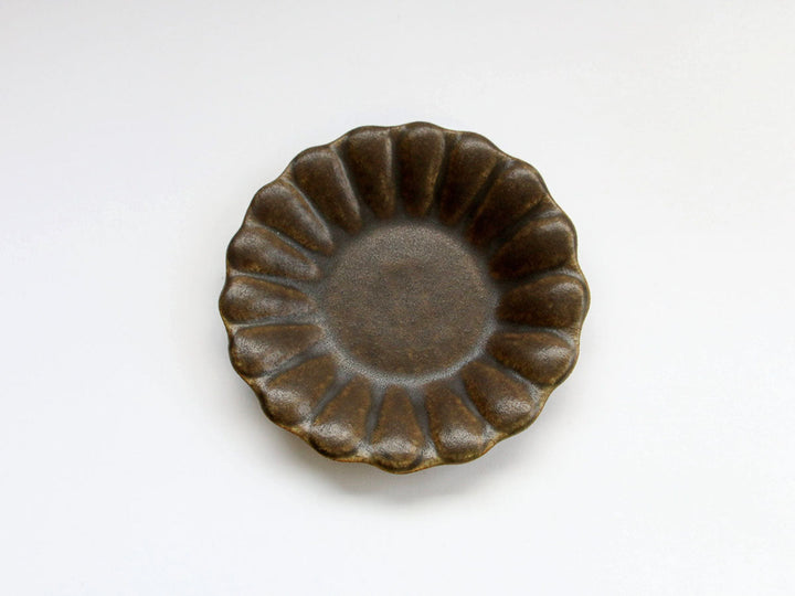 Rust Glaze Chrysanthemum-Shaped Deep Plate Small Crafted By Furutani Pottery