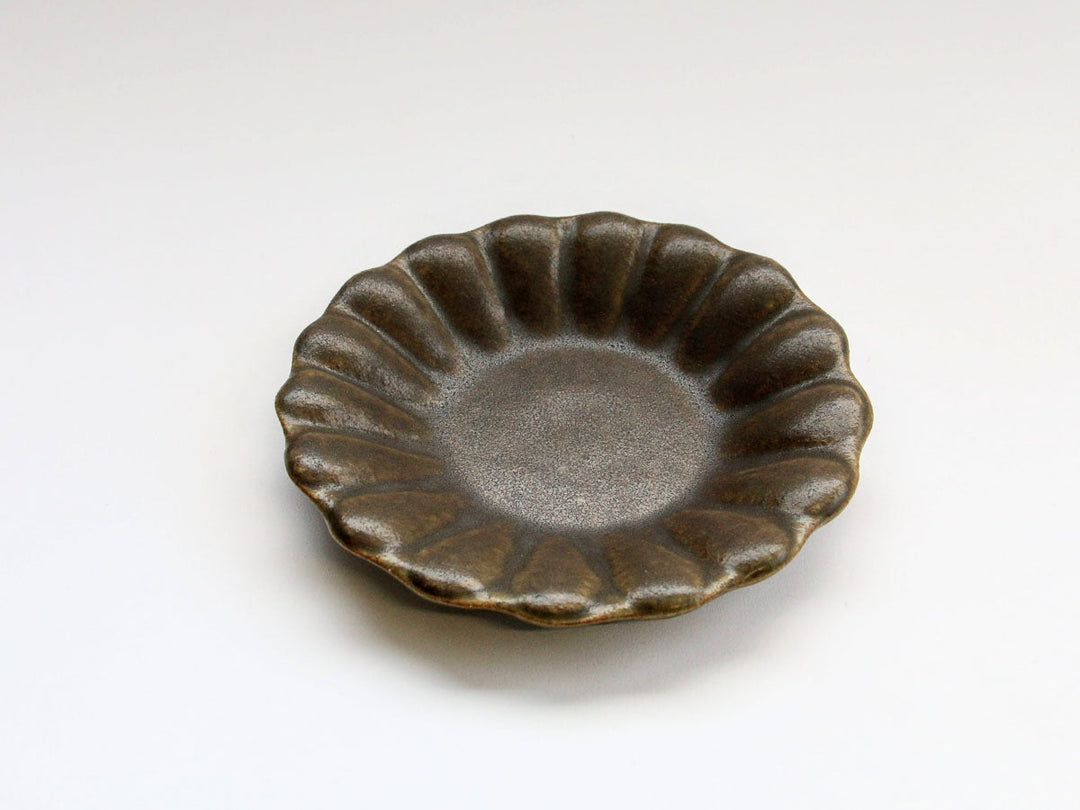 Rust Glaze Chrysanthemum-Shaped Deep Plate Small Crafted By Furutani Pottery