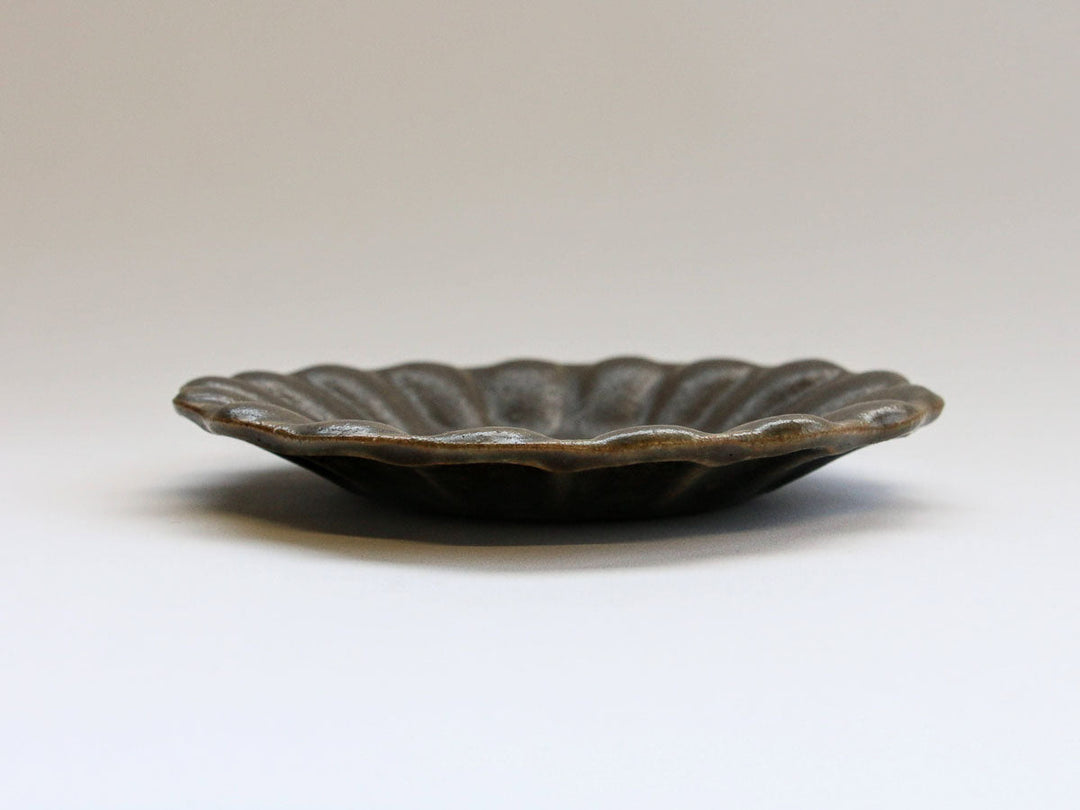 Rust Glaze Chrysanthemum-Shaped Deep Plate Small Crafted By Furutani Pottery