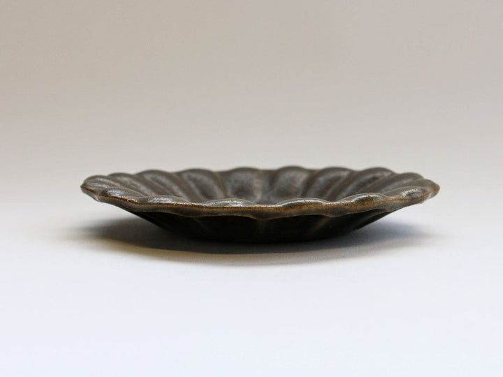Rust Glaze Chrysanthemum-Shaped Deep Plate Small Crafted By Furutani Pottery