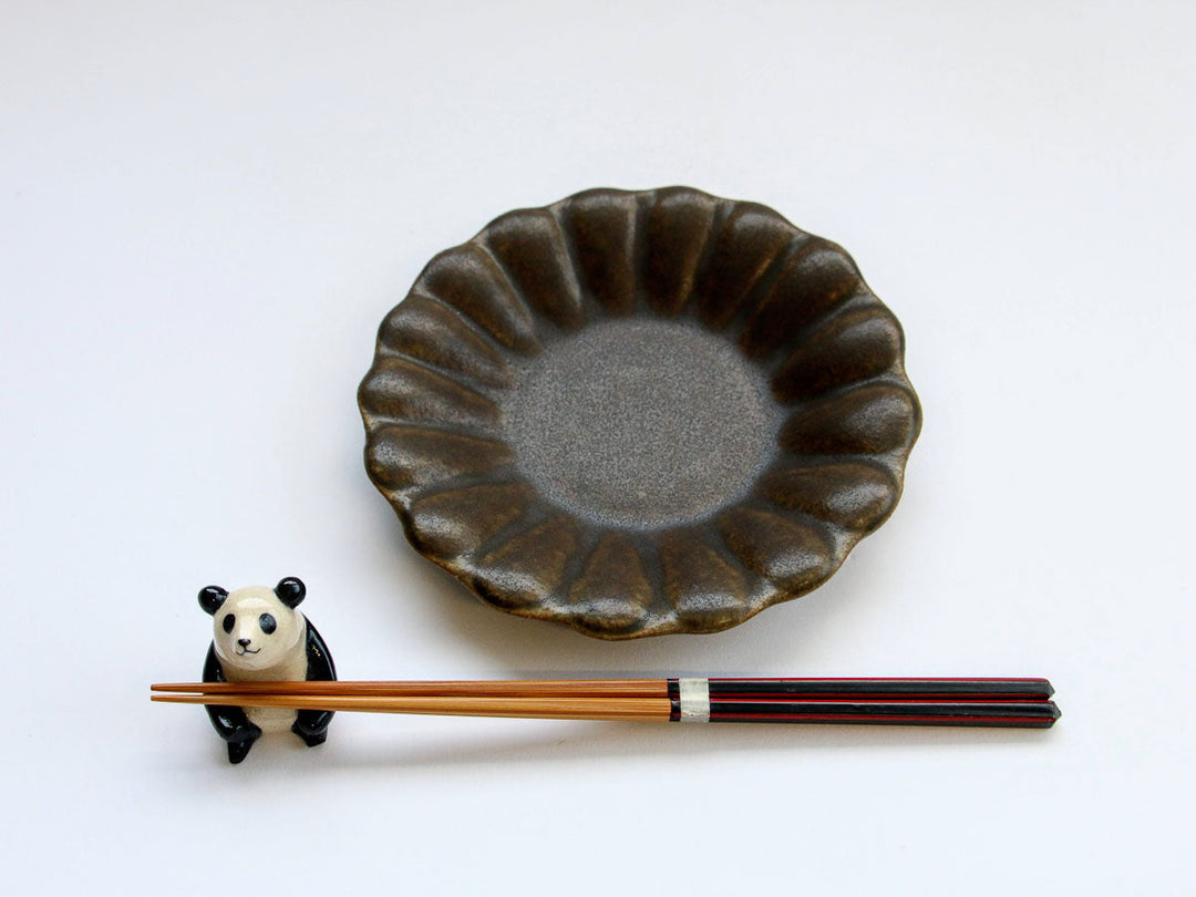 Rust Glaze Chrysanthemum-Shaped Deep Plate Small Crafted By Furutani Pottery
