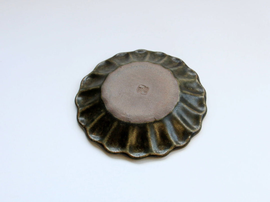 Rust Glaze Chrysanthemum-Shaped Deep Plate Small Crafted By Furutani Pottery