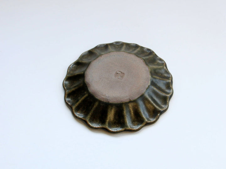 Rust Glaze Chrysanthemum-Shaped Deep Plate Small Crafted By Furutani Pottery