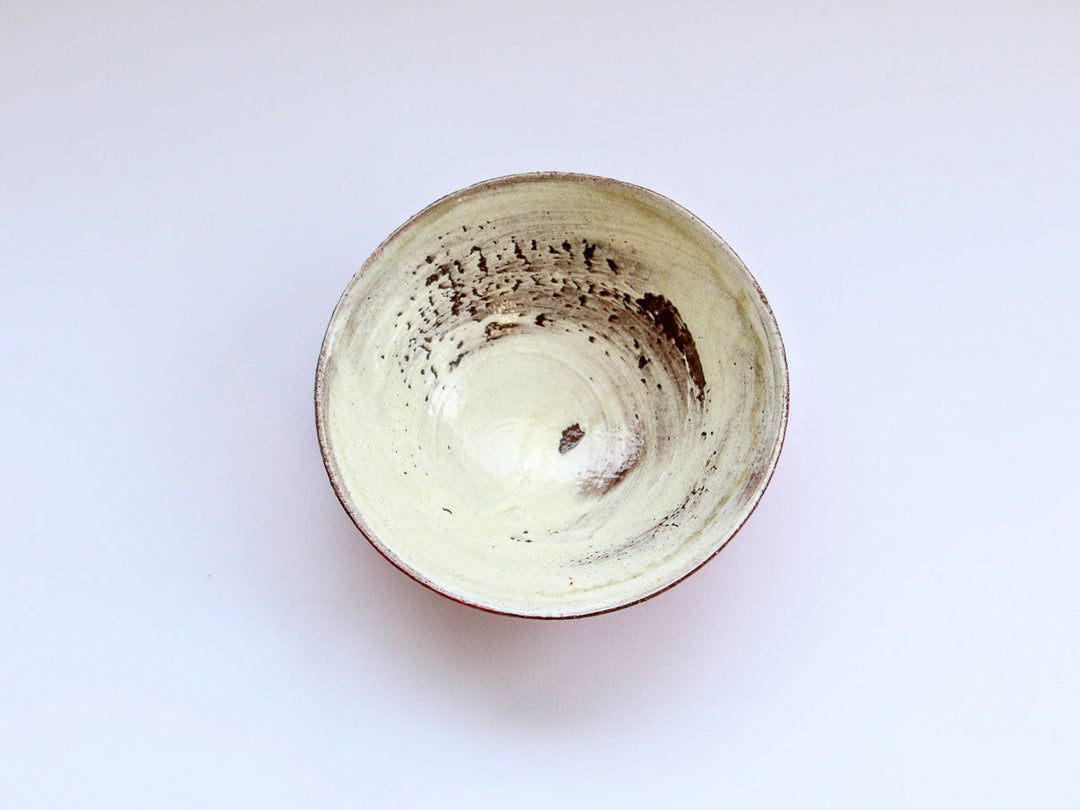 Red-Glazed Footed Bowl with Interior Hakeme, Small — Hand-Glazed Japanese Pottery by Takuya Ohara