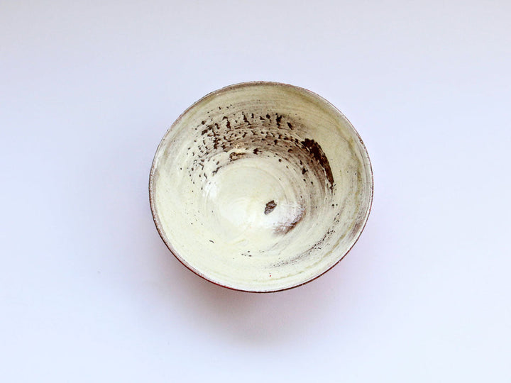 Red-Glazed Footed Bowl with Interior Hakeme, Small — Hand-Glazed Japanese Pottery by Takuya Ohara