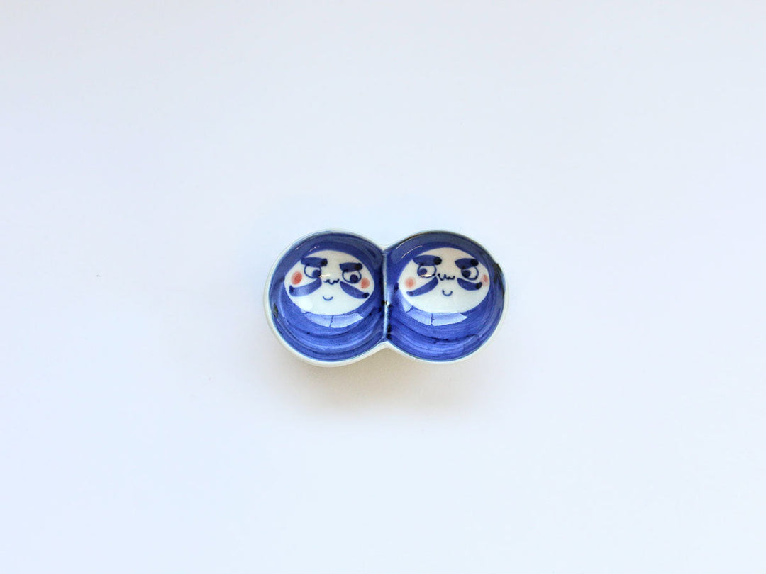 Round Daruma Small Dish, Blue — Hand-Glazed Japanese Porcelain by Tokushichi Kiln